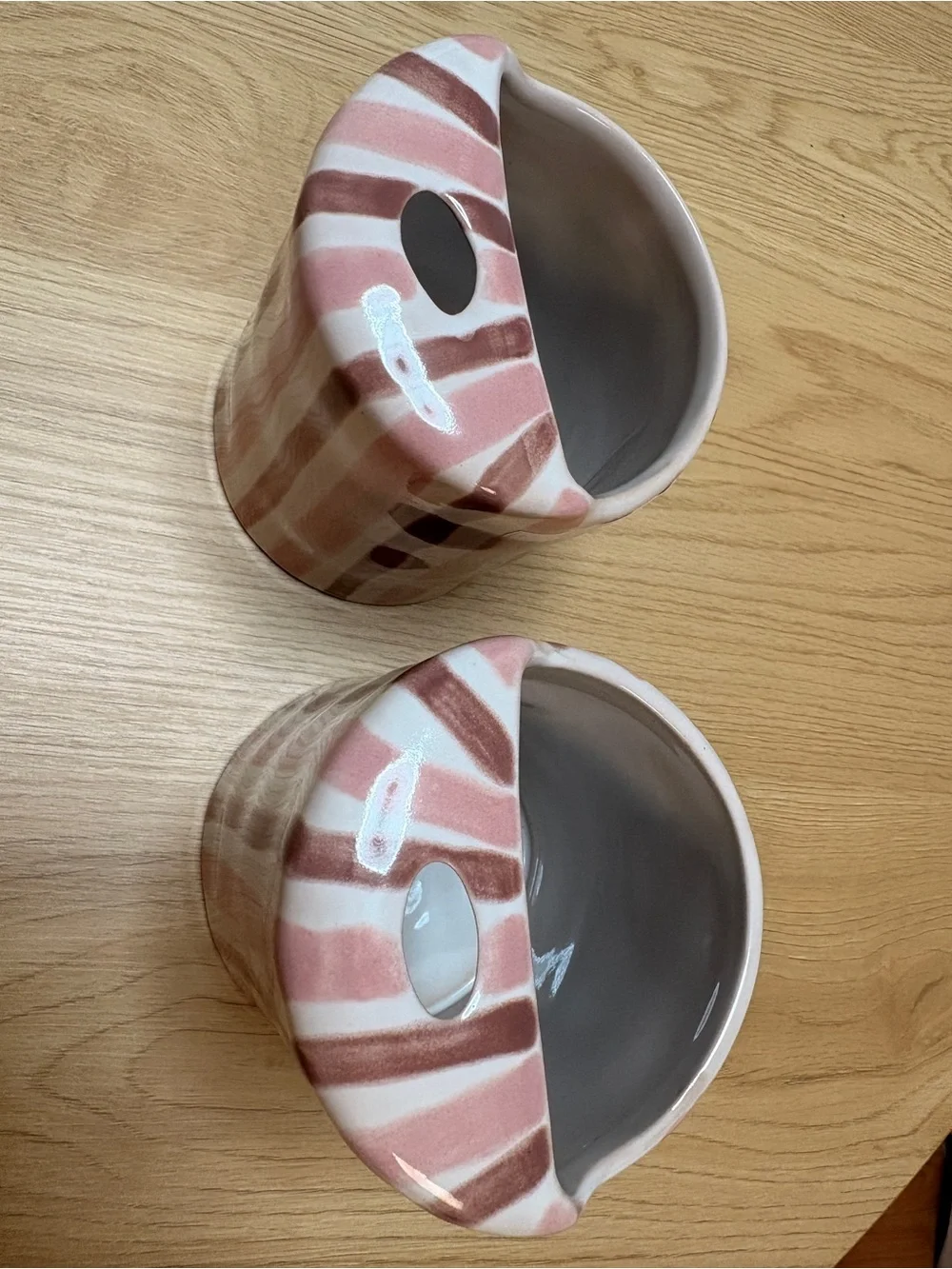 Viral Hand Painted Striped Ceramic Mug - Pink & Brown